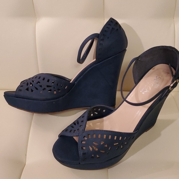 Royal blue wedges - Picture 3 of 8